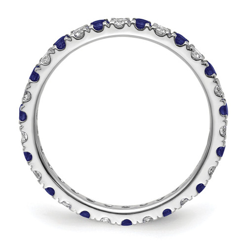 Rhodium-Plated 14K White Gold Lab-Grown Diamond and Blue Lab-Created Sapphire Eternity Band, 2.25 mm - View 2