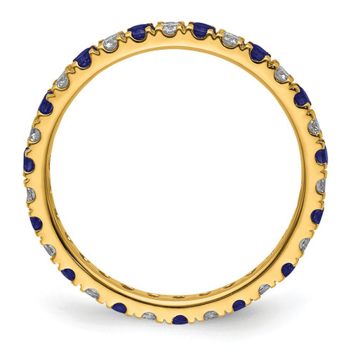 14K Yellow Gold Lab-Grown Diamond and Blue Lab-Created Sapphire Eternity Band, 2.25 mm - View 2