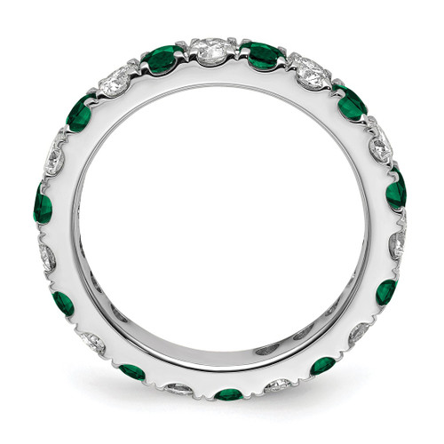 Rhodium-Plated 14K White Gold Lab-Grown Diamond and Lab-Created Emerald Eternity Band, 3.25 mm - View 2