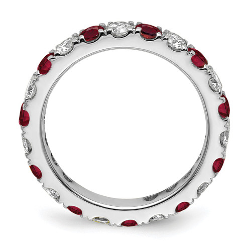 Rhodium-Plated 14K White Gold Lab-Grown Diamond and Lab-Created Ruby Eternity Band, 3.25 mm - View 2