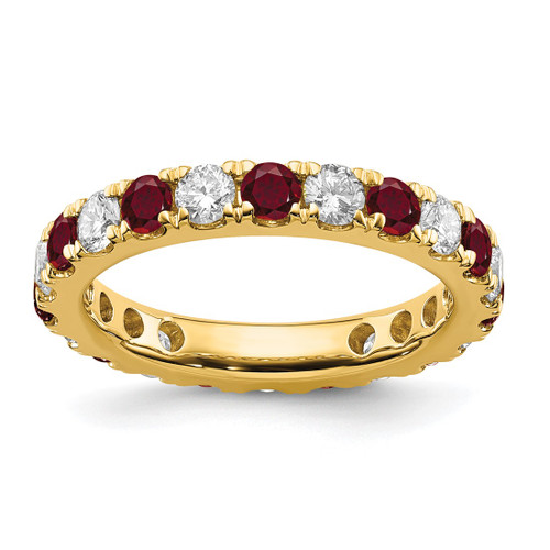 14K Yellow Gold Lab-Grown Diamond and Lab-Created Ruby Eternity Band, 3.25 mm