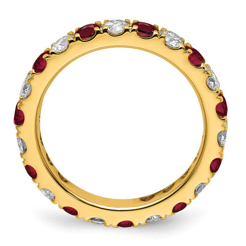 14K Yellow Gold Lab-Grown Diamond and Lab-Created Ruby Eternity Band, 3.25 mm - View 2