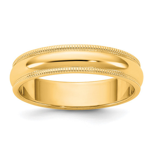 14K Yellow Gold 4.5 mm Milgrain Half Round Wedding Band