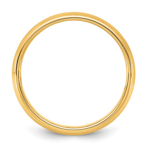 14K Yellow Gold 5.5 mm Milgrain Half Round Wedding Band - View 2