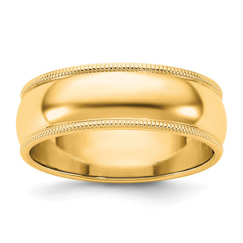 14K Yellow Gold 6.5 mm Milgrain Half Round Wedding Band