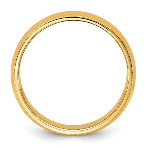 14K Yellow Gold 7 mm Milgrain Half Round Wedding Band - View 2