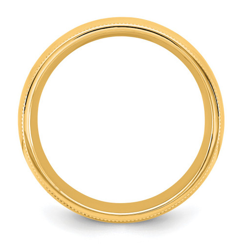 14K Yellow Gold 6.5 mm Milgrain Comfort Fit Wedding Band, Half Round - View 2