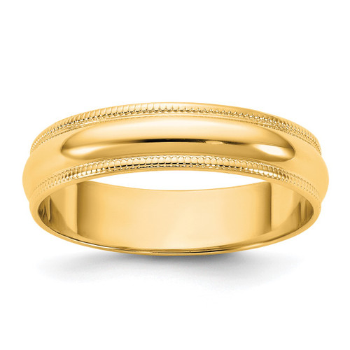 14K Yellow Gold 4.5 mm Lightweight Milgrain Half Round Wedding Band