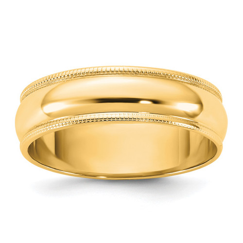 14K Yellow Gold 5.5 mm Lightweight Milgrain Half Round Wedding Band