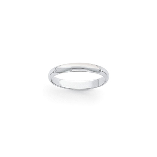 Platinum 3 mm Half Round Wedding Band - View 2