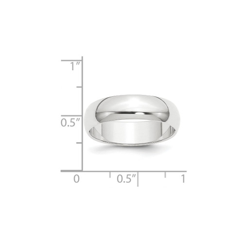 Platinum 6 mm Half Round Featherweight Wedding Band - View 2