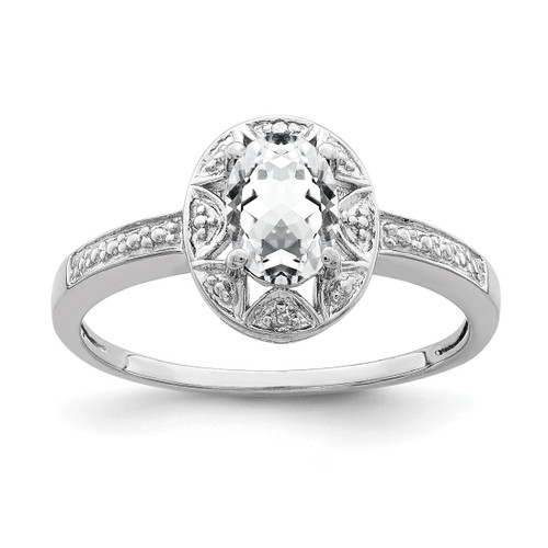 Sterling Silver Rhodium-Plated 0.01ct Diamond & White Topaz Ring, 2 mm - QBR10APR