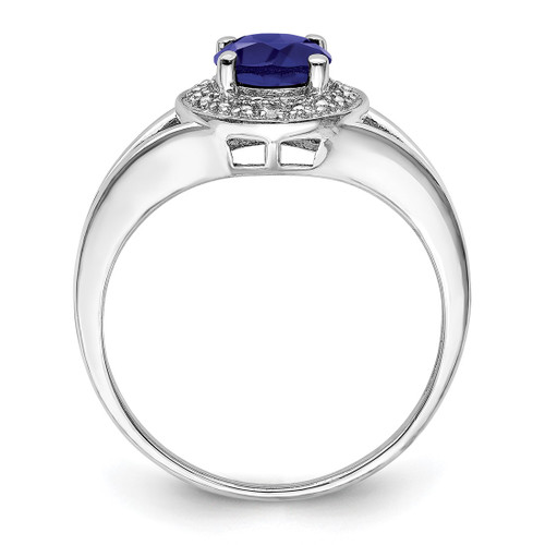 Sterling Silver Rhodium-Plated 0.01ct Diamond & Lab-Created Sapphire Ring, 2 mm - QBR11SEP - View 2