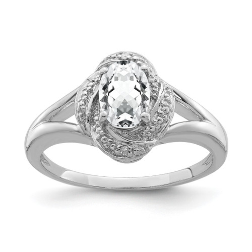 Sterling Silver Rhodium-Plated 0.01ct Diamond & White Topaz Ring, 2 mm - QBR12APR