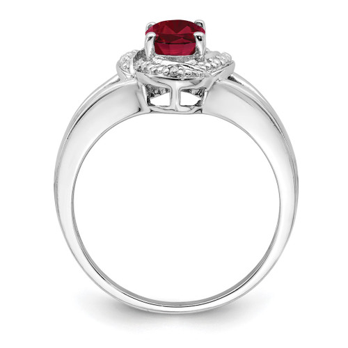Sterling Silver Rhodium-Plated 0.01ct Diamond & Lab-Created Ruby Ring, 2 mm - QBR12JUL - View 2