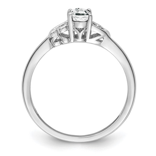 Sterling Silver Rhodium-Plated White Topaz Ring, 2 mm - QBR15APR - View 2