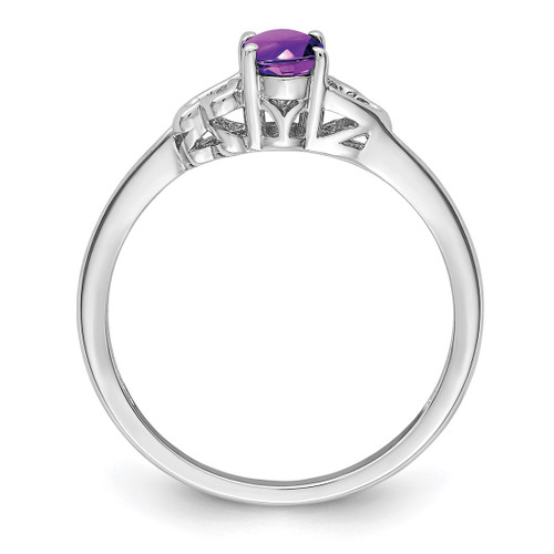 Sterling Silver Rhodium-Plated Amethyst Ring, 2 mm - QBR15FEB - View 2
