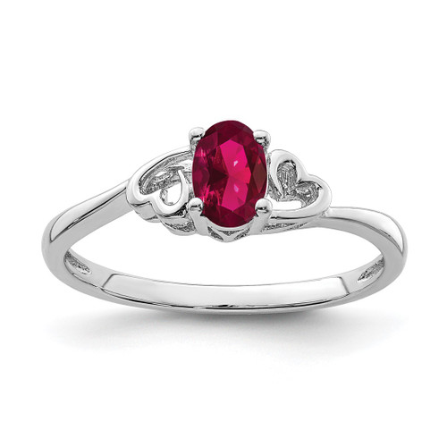 Sterling Silver Rhodium-Plated Lab-Created Ruby Ring, 2 mm - QBR15JUL