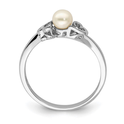Sterling Silver Rhodium-Plated Cultured Freshwater Pearl Ring, 2 mm - QBR15JUN - View 2