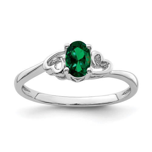 Sterling Silver Rhodium-Plated Lab-Created Emerald Ring, 2 mm - QBR15MAY