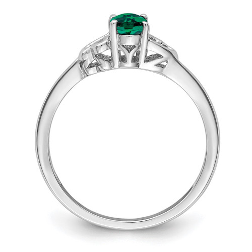 Sterling Silver Rhodium-Plated Lab-Created Emerald Ring, 2 mm - QBR15MAY - View 2