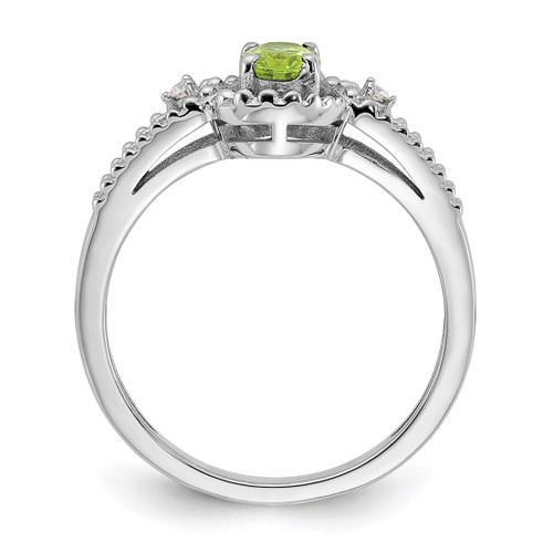 Sterling Silver Rhodium-Plated Peridot & 0.021ct Diamond. Ring, 2 mm - View 2