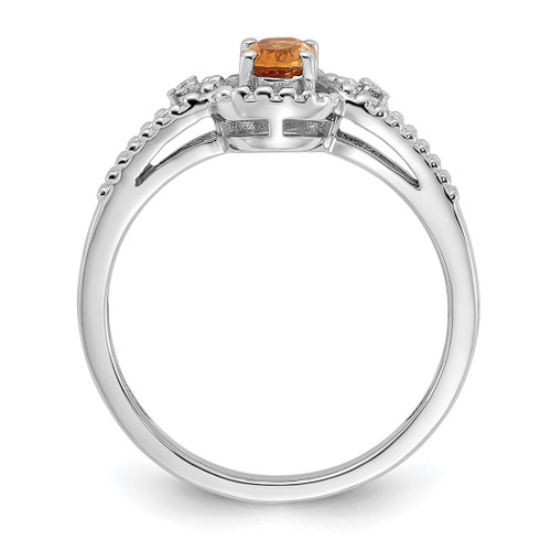 Sterling Silver Rhodium-Plated Citrine & 0.021ct Diamond. Ring, 2 mm - View 2