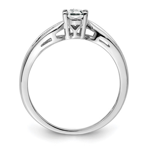 Sterling Silver Rhodium-Plated White Topaz Ring, 2 mm - QBR17APR - View 2