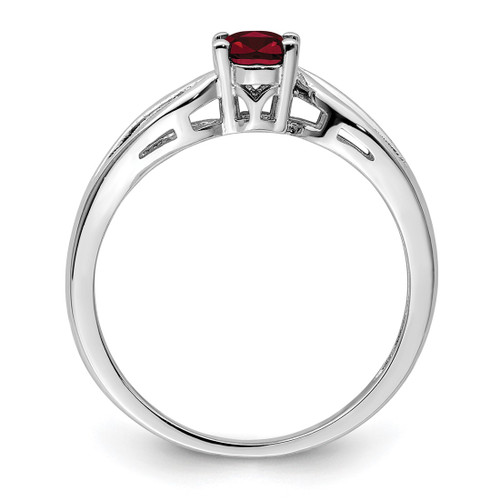 Sterling Silver Rhodium-Plated Lab-Created Ruby Ring, 2 mm - QBR17JUL - View 2