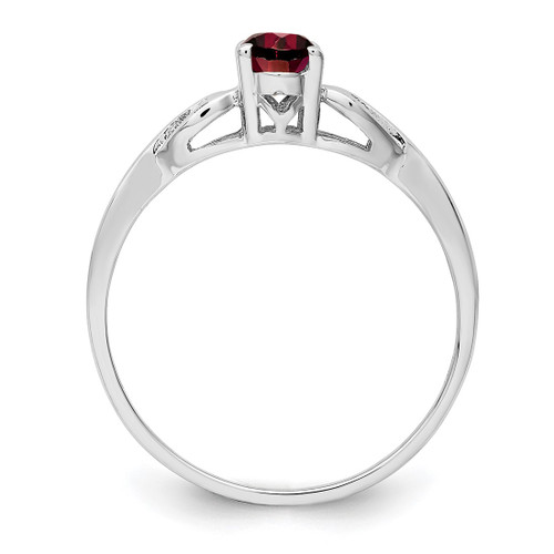 Sterling Silver Rhodium-Plated Garnet Ring, 2 mm, 2 mm Wide, 7 mm Top Length, 5 mm Top Width, Polished - View 2