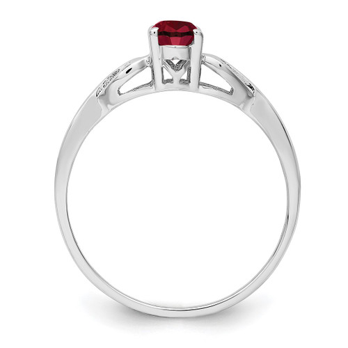 Sterling Silver Rhodium-Plated Lab-Created Ruby Ring, 2 mm, 2 mm Wide, 7 mm Top Length, 5 mm Top Width, Polished - View 2