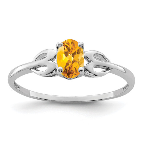 Sterling Silver Rhodium-Plated Citrine Ring, 2 mm, 2 mm Wide, 7 mm Top Length, 5 mm Top Width, Polished