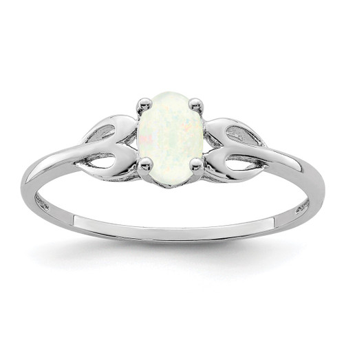 Sterling Silver Rhodium-Plated Lab-Created Opal Ring, 2 mm, 2 mm Wide, 7 mm Top Length, 5 mm Top Width, Polished