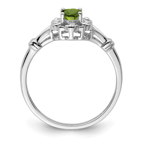 Sterling Silver Rhodium-Plated Peridot & 0.021ct Diamond. Ring, 2 mm, 2 mm Wide, 10 mm Top Length, 8.5 mm Top Width, Polished - View 2