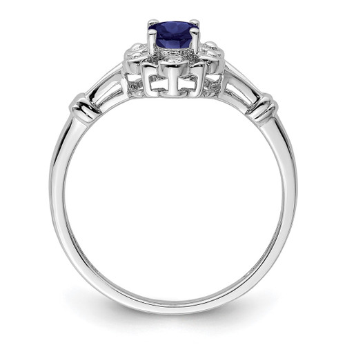 Sterling Silver Rhodium-Plated Lab-Created Sapphire & 0.021ct Diamond. Ring, 2 mm, 2 mm Wide, 10 mm Top Length, 8.5 mm Top Width, Polished - View 2