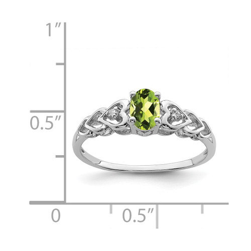 Sterling Silver Rhodium-Plated Peridot & 0.021ct Diamond. Ring, 2 mm, 2 mm Wide, 7 mm Top Length, 5 mm Top Width, Polished - View 2