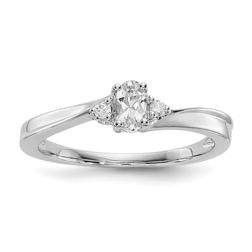 Sterling Silver Rhodium-Plated Cubic Zirconia & 0.04ct Diamond Birthstone Ring