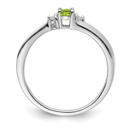 Sterling Silver Rhodium-Plated Peridot & 0.04ct Diamond Birthstone Ring - View 2