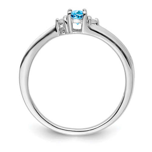 Sterling Silver Rhodium-Plated Blue Topaz/0.04ct Diamond Birthstone Ring - View 2