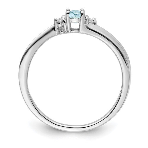 Sterling Silver Rhodium-Plated Aquamarine/0.04ct Diamond Birthstone Ring - View 2