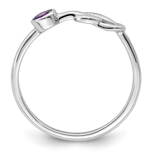Sterling Silver Rhodium-Plated Polished Infinity Amethyst Ring - View 2