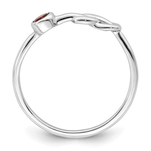 Sterling Silver Rhodium-Plated Polished Infinity Garnet Ring - View 2