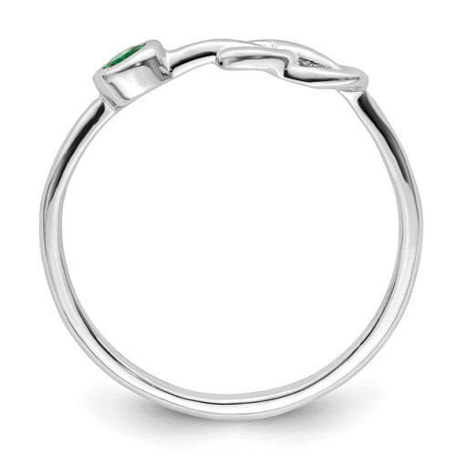 Sterling Silver Rhodium-Plated Polished Infinity Lab-Created Emerald Ring - View 2