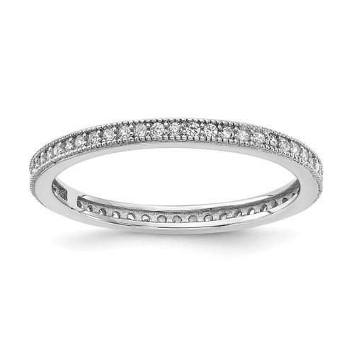 Cheryl M Sterling Silver Rhodium-Plated Brilliant-Cut Cubic Zirconia Eternity Ring, 1.9 mm