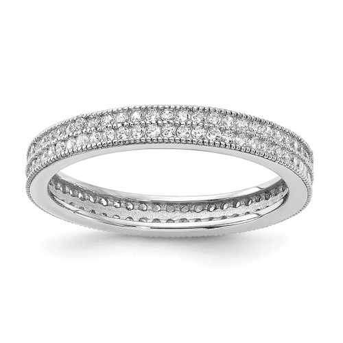 Cheryl M Sterling Silver Rhodium-Plated Brilliant-Cut Cubic Zirconia Two Row Eternity Ring, 3 mm