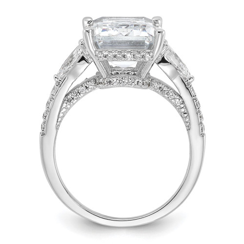Cheryl M Sterling Silver Rhodium-Plated Fancy Emerald-Cut and Brilliant-Cut Cubic Zirconia Ring - View 2