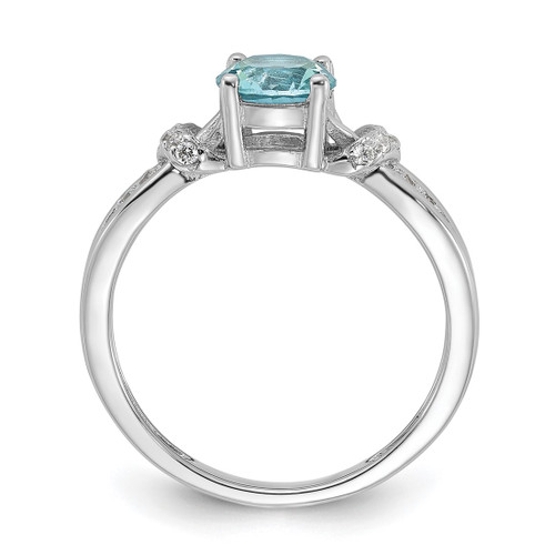 Cheryl M Sterling Silver Rhodium-Plated Brilliant-Cut Blue Glass and White Cubic Zirconia Ring - View 2