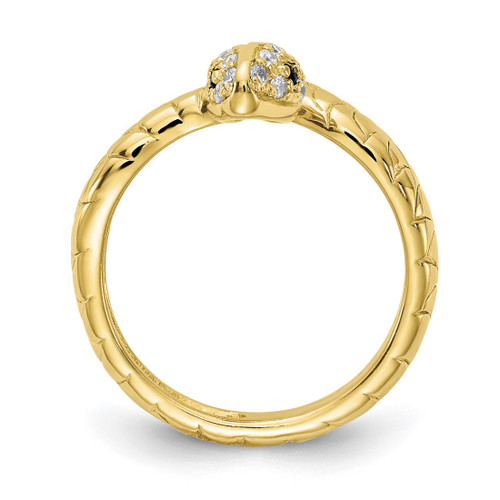 Cheryl M Sterling Silver Gold-Tone Brilliant-Cut Black and White Cubic Zirconia Snake Ring, 3 mm - View 2