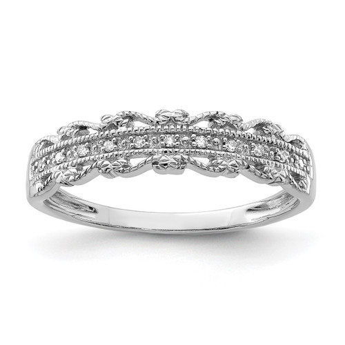 Sterling Silver Rhodium-Plated 0.033ct Diamond Wedding Band, 2 mm