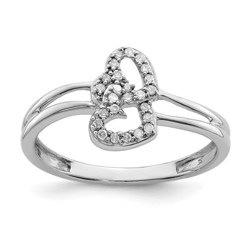 Rhodium-Plated Sterling Silver Rhodium PlatedDiamond Heart Ring, 2 mm